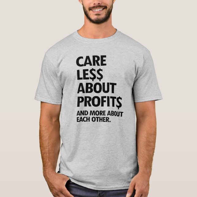 T-SHIRT MOINS DE SOINS EN PROFITS (Devant)