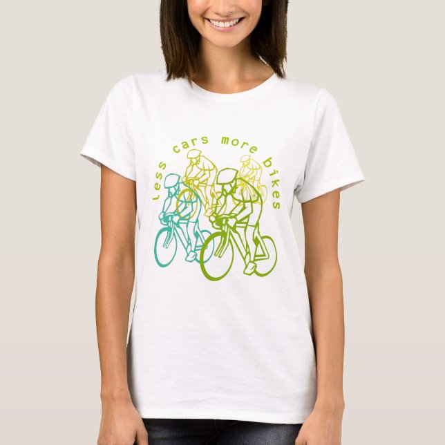 T-shirt Moins de voitures plus de vélos (Devant)