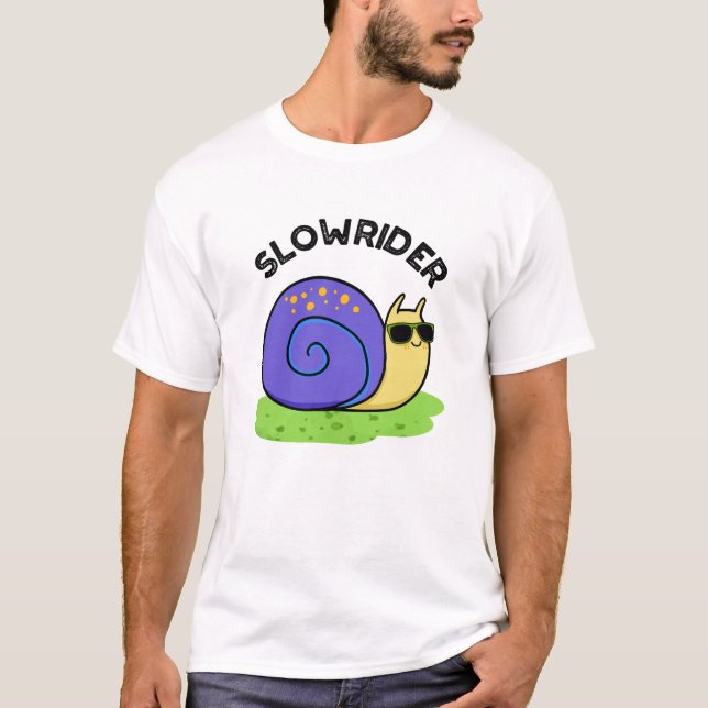 T-shirt Moins Lent Rider Amusant Petit Rider Snail Pun (Devant)