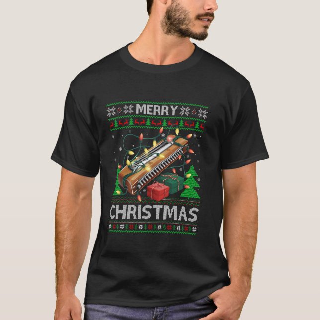 T-shirt Moins moche de Noël Sweater Style musical Harmonic (Devant)