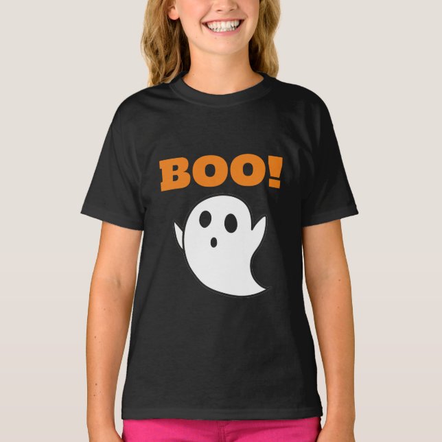 T-shirt Moins moderne mignon Ghost avec BOO! mots (Devant)
