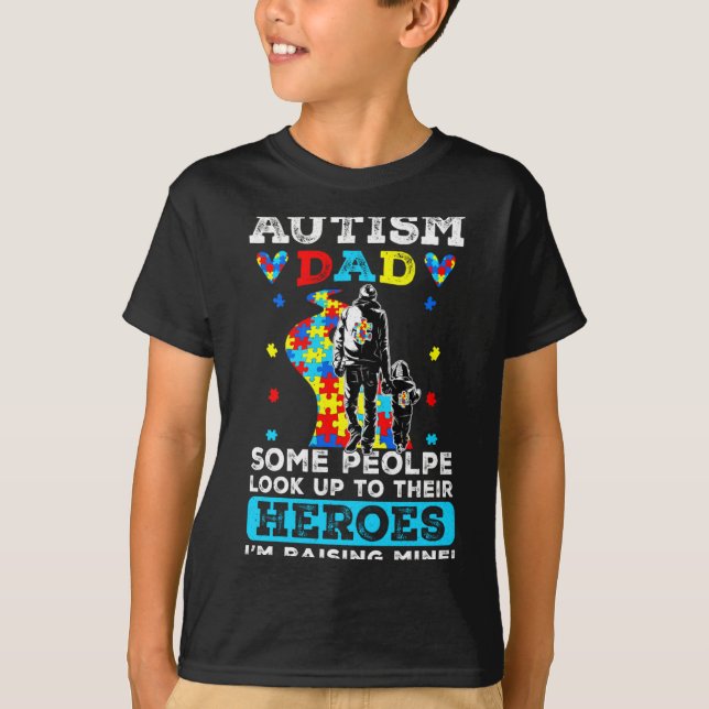 T-shirt Mois de la sensibilisation à l'autisme fier papa F (Devant)