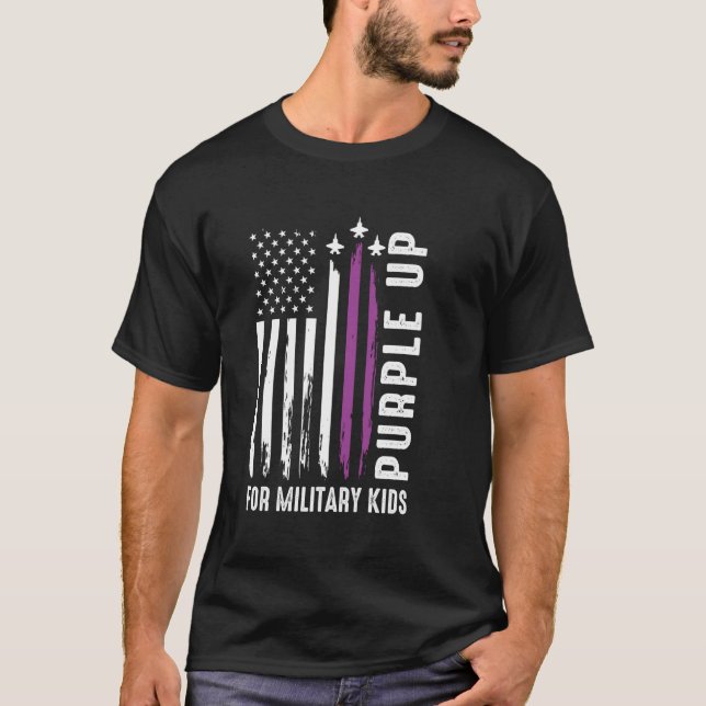 T-shirt Mois de l'enfant militaire : Pourpre pour les enfa (Devant)