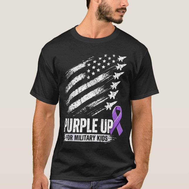 T-shirt Mois de l'enfant militaire violet  (Devant)