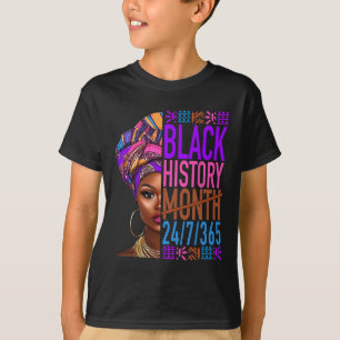 T-shirt Mois de l'histoire des Noirs 24 7 365 Fierté noire