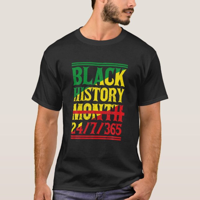 T-shirt Mois de l'histoire des Noirs 24/7/365 Melanin Prid (Devant)