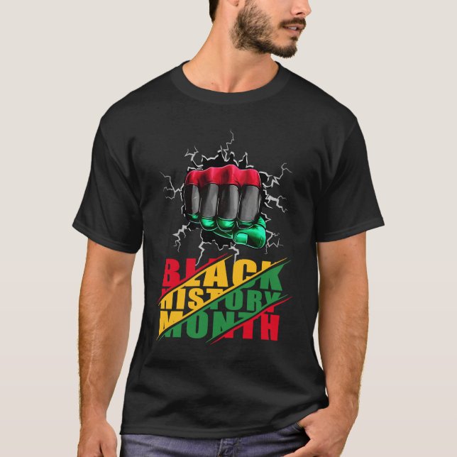 T-shirt Mois de l'histoire des Noirs BHM Afro Fierté Main  (Devant)