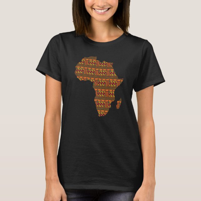 T-shirt Mois De L'Histoire Noire Afrique Carte Kente Cloth (Devant)