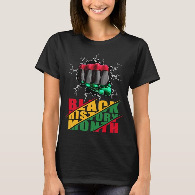 T-shirt Mois de l'histoire noire BHM Afro Pride Poing noir (Devant)
