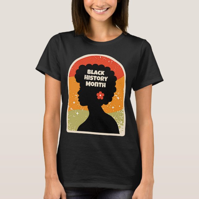 T-shirt Mois de l'Histoire Noire Rétro Femme Africaine (Devant)