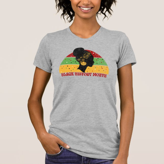 T-shirt Mois de l'Histoire Noire Rétro Femme Africaine (Devant)