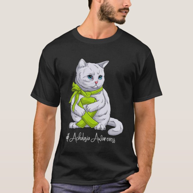 T-shirt Mois de sensibilisation à l'Achalasie Chat au ruba (Devant)