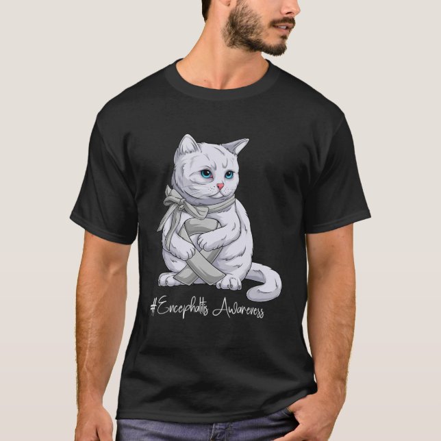 T-shirt Mois de sensibilisation à l'encéphalite Chat au ru (Devant)