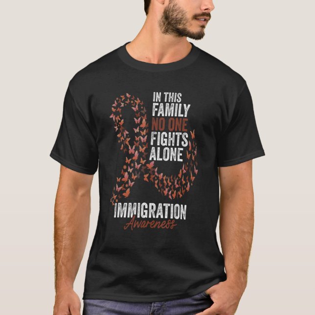 T-shirt Mois de sensibilisation à l'immigration Papillons  (Devant)