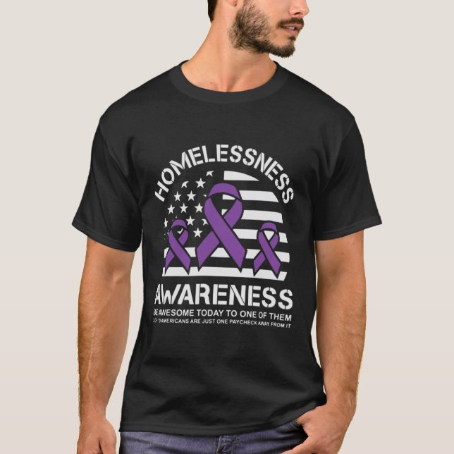 T-shirt Mois de sensibilisation à l'itinérance Drapeau amé (Devant)