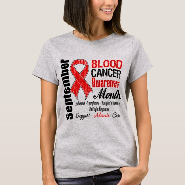 T-shirt Mois de sensibilisation au cancer du sang Ruban ro (Devant)