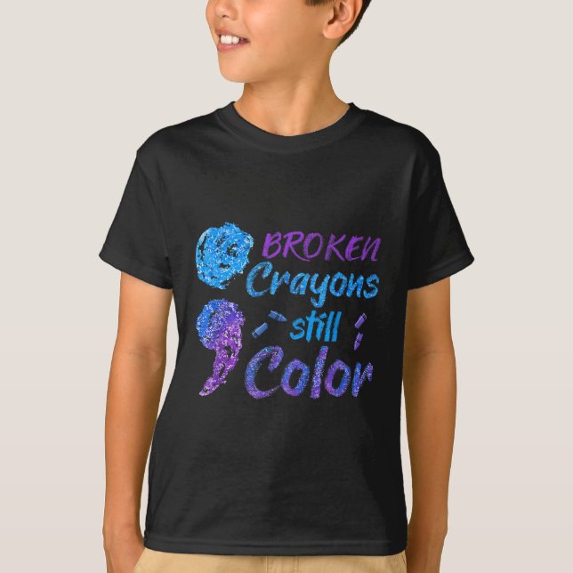 T-shirt Mois de sensibilisation au suicide avec Crayons  (Devant)