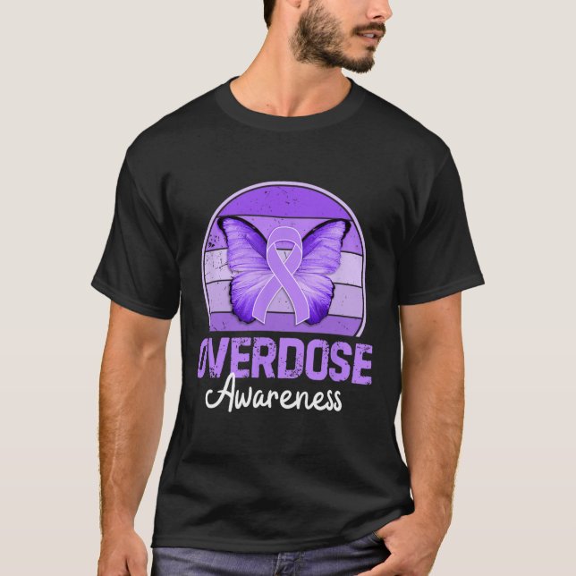 T-shirt Mois de sensibilisation aux surdoses Ruban Violet  (Devant)