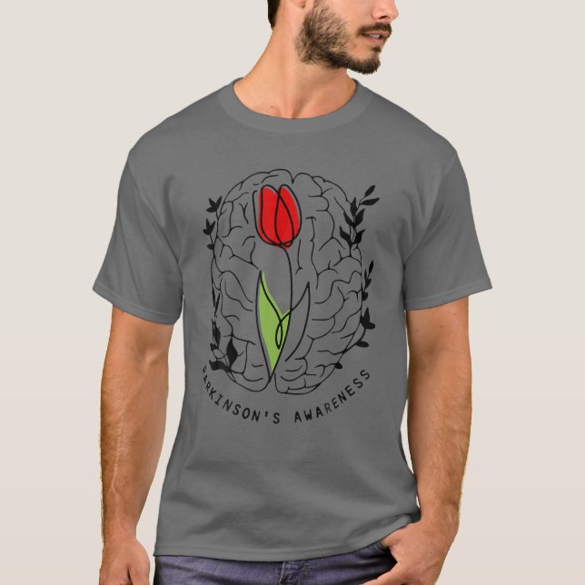 T-shirt Mois de sensibilisation de Tulip Parkinson Cerveau (Devant)