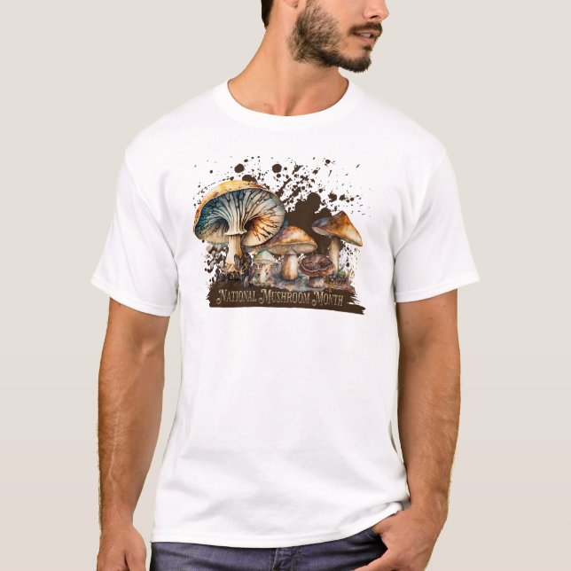 T-shirt Mois du champignon national aquarelle (Devant)