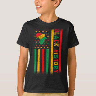 T-shirt Mois du drapeau américain d'histoire noire Usa hom