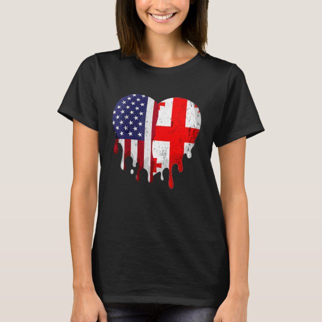 T-shirt Mois du patrimoine géorgien américain Drapeau de l (Devant)