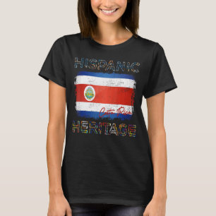 T-shirt Mois du patrimoine hispanique Drapeau du Costa Ric