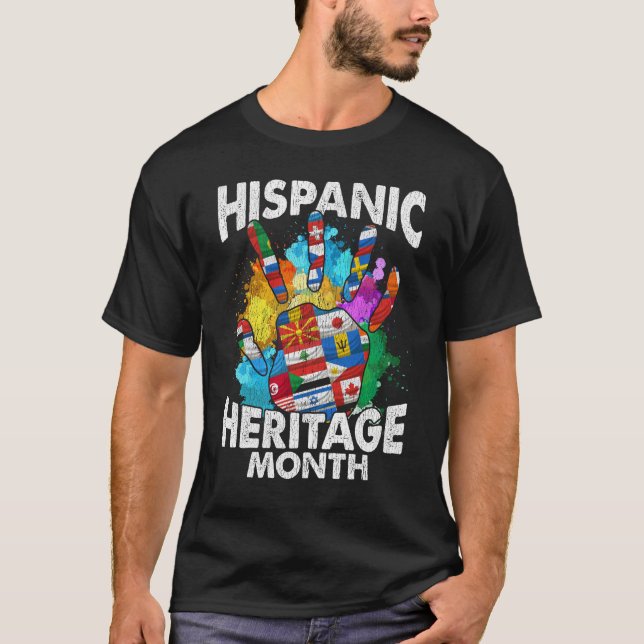 T-shirt Mois du patrimoine hispanique drapeaux du pays (Devant)