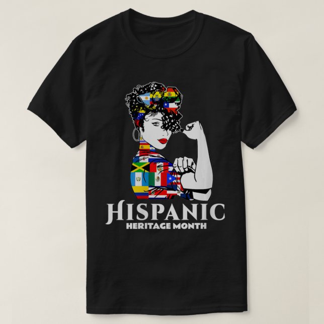 T-shirt Mois du patrimoine hispanique féminin Pays latino- (Design devant)