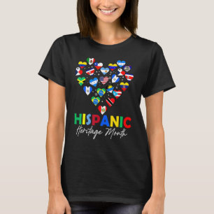 T-shirt Mois du patrimoine hispanique Tous les pays Coeur