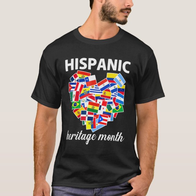 T-shirt Mois du patrimoine hispanique Tous les pays Drapea (Devant)