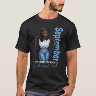 T-shirt Mois Filles Noires Septembre Est Mon Anniversaire