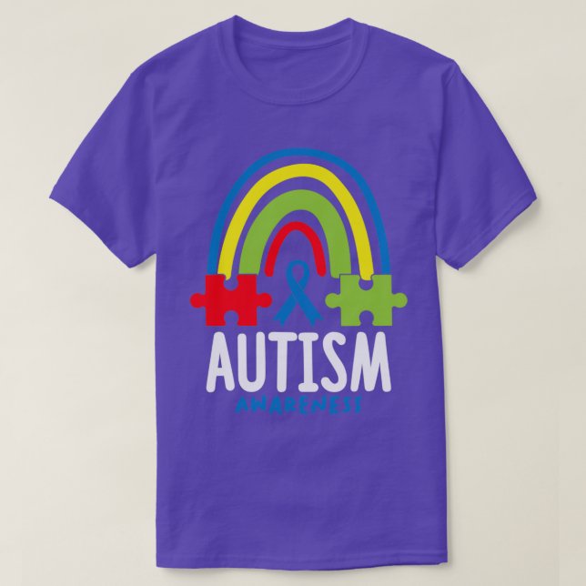 T-shirt Mois sensibilisation sur l'autisme Puzzle arc-en-c (Design devant)