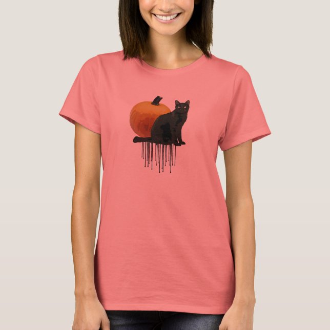 T-shirt moisson de chat noir (Devant)