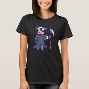T-shirt Moissonneur sinistre mignon Vache Lune Halloween F