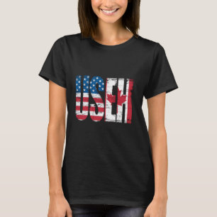 T-shirt MOITIÉ AMÉRICAIN MOITIÉ CANADIEN Drôle USA Canada