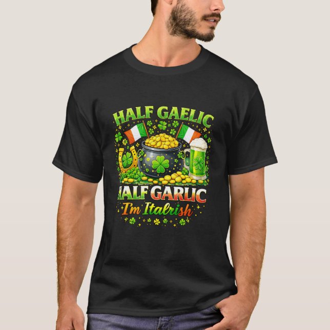 T-shirt Moitié gaélique moitié ail Saint-Patrick Shamrock  (Devant)