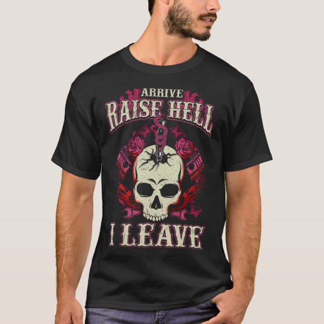 T-shirt Moker Chick Rose Roses Serpent Flames Rider Motorc (Devant)