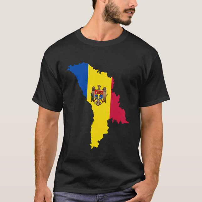 T-shirt Moldavie, Moldavie Drapeau, Drapeau de Moldavie. (Devant)