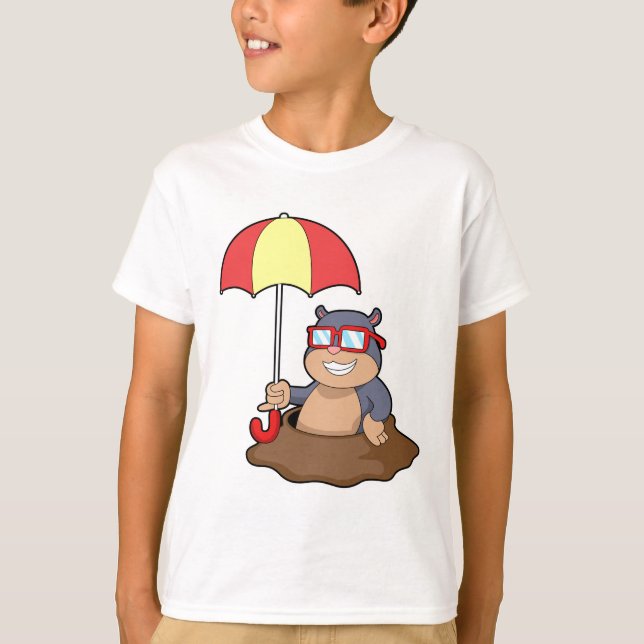 T-shirt Mole à la pluie avec parapluie (Devant)