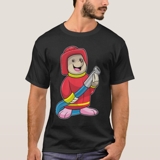 T-shirt Mole comme pompier avec tuyau (Devant)