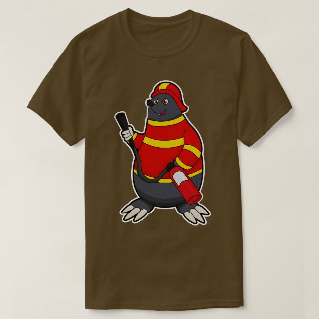 T-shirt Mole en pompier avec extincteur (Design devant)