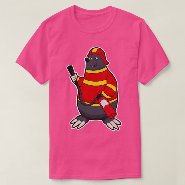 T-shirt Mole en pompier avec extincteur (Design devant)