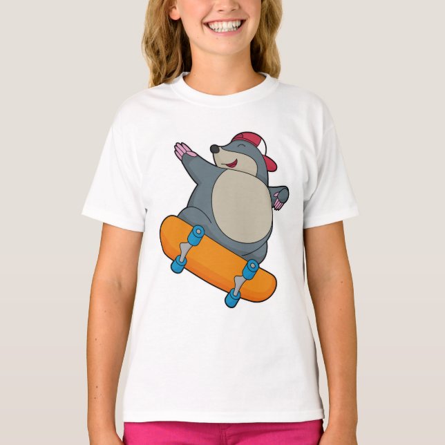 T-shirt Mole en skate avec skateboard (Devant)