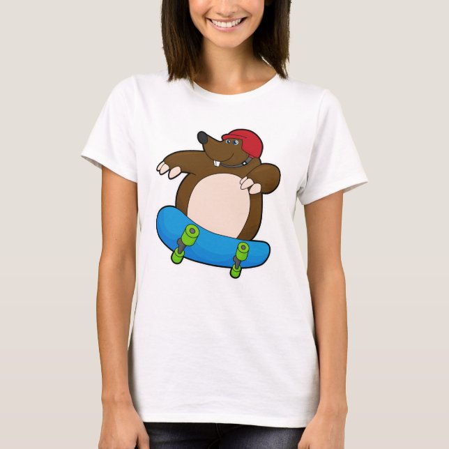 T-shirt Mole en Skate avec Skateboard & Casque (Devant)