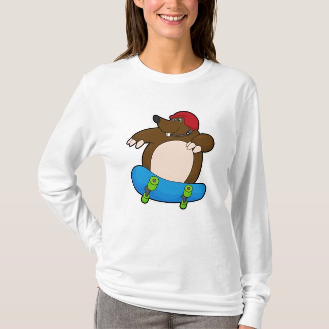 T-shirt Mole en Skate avec Skateboard & Casque (Devant)
