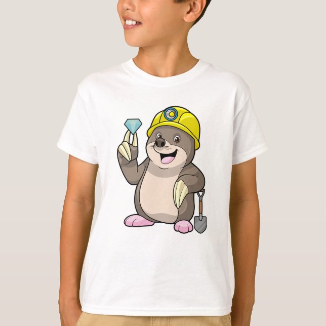 T-shirt Mole en tant que mineur avec lunette et diamant (Devant)