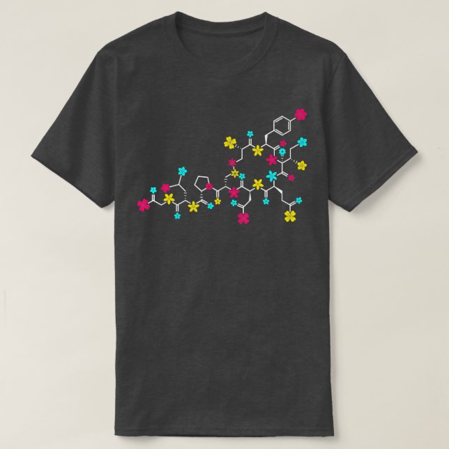 T-shirt Molécule d'oxytocine et fleurs Love Hormone Chemis (Design devant)