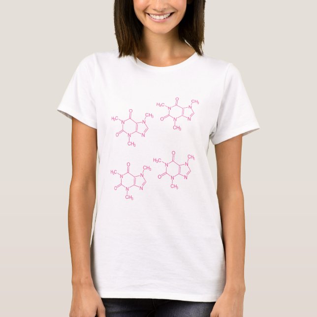 T-shirt Molécules de caféine rose (Devant)