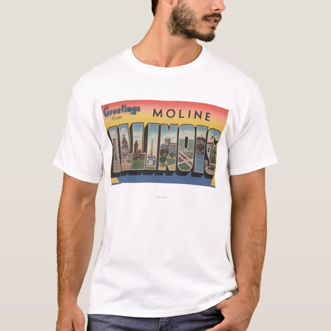 T-shirt Moline, l'Illinois - grandes scènes de lettre (Devant)